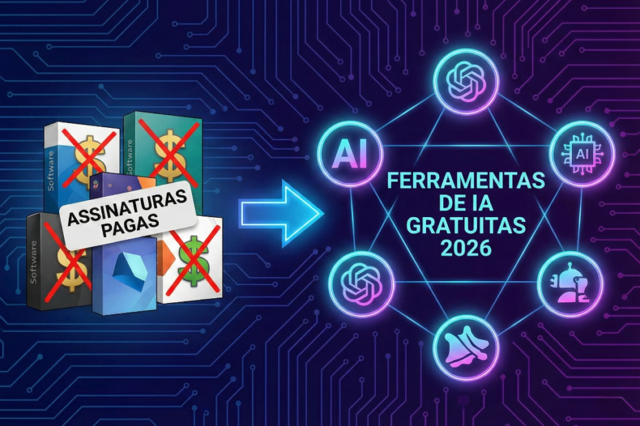 As 5 melhores ferramentas de IA gratuitas para substituir softwares pagos em 2026.