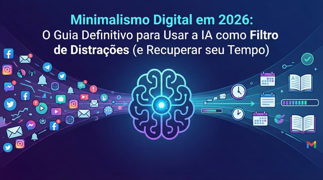Minimalismo Digital em 2026: O Guia Definitivo para Usar a IA como Filtro de Distrações (e Recuperar seu Tempo)