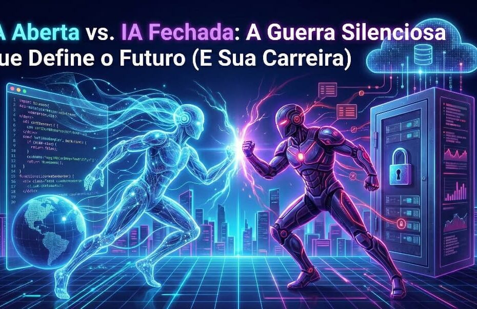 IA Aberta vs. IA Fechada: A Guerra Silenciosa que Define o Futuro (E Sua Carreira)