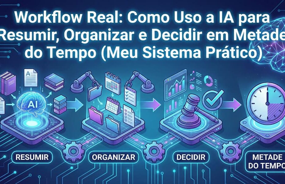 Workflow Real: Como Uso a IA para Resumir, Organizar e Decidir em Metade do Tempo (Meu Sistema Prático)